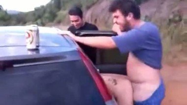Slut Fucks Doggystyle In A Car