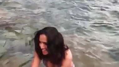 Padma Lakshmi in bikini in the water