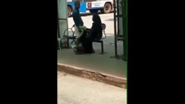 Kerala aunty stroking a penis in a bus stand