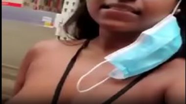 Indian girl making big boobs selfie mms in public