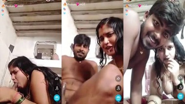 Muskan bhabhiâ€™s live cam Indian blowjob sex surprise