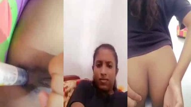 Cute Indian teen dildoing asshole on selfie cam