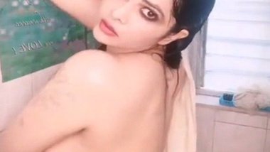 Model wet tease in bathroom video
