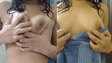 Horny desi girl crushing boobies for her bf