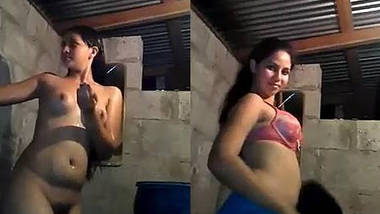 Cute indian girl naked bathing