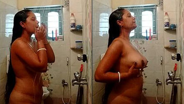 Long haired desi bhabi bathing nude
