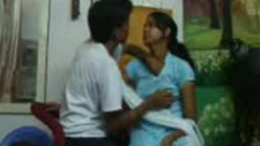 Indian young village girl with lover front of cam