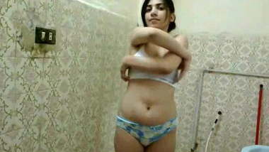 Shower room is a good place to film porn video and Indian babe knows it