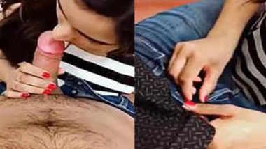 Excited Indian couple sneaks in dressing room to film quick porn movie