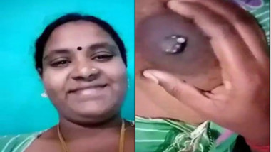 Married MILF from India has a pierced nipple and it looks very sexy