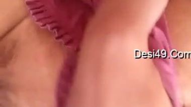 Desi mom makes show of round melons and hairy snatch in close-up porn