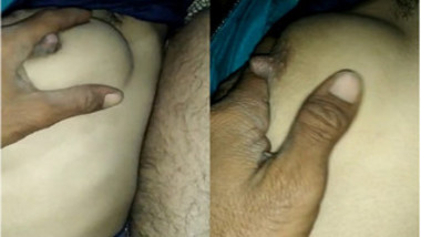 Indian female uncovered her XXX boobs for sex partner to touch them