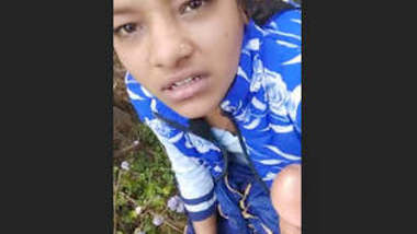 Village cute desi girl forced blowjob in jungle leaked