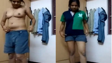 Female soccer player from India flashes tits and ass in locker room