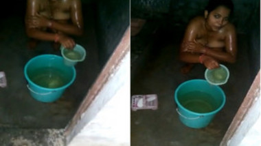 Man catches innocent Indian spouse washing nude XXX body in backyard