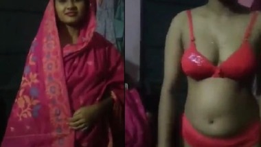 Cute sexy Bengali wife striptease show