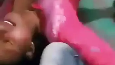 A 19-year-old village girl enjoys a desi threesome