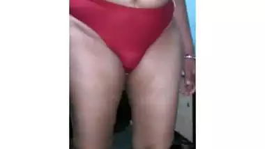 Indian wife red panty show