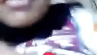 Desi babe with round XXX titties exposes them via video link to friend