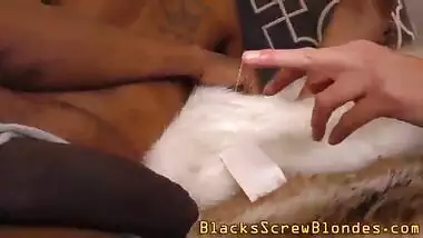 Blonde milf in stockings gets blacked