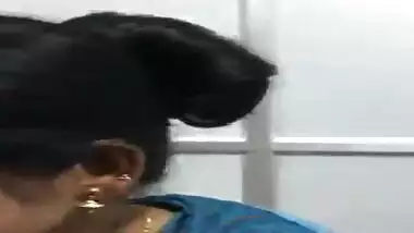 Indian female allows friend to film her XXX saggy boobies under sari