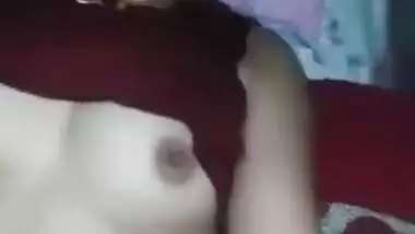 Horny Nepali wife boobs fondled & pussy fingering by self