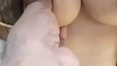 Village girl in ladder showing round boobs and fat pussy