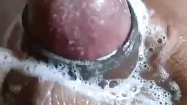 Indian Desi Guy Cleaning his big black dick and masterbating very hard
