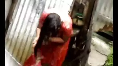 Desi Girl Bathing Outdoor