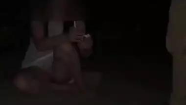 Sexy Indian Wife Full Nude & Fingering with Fan on Beach at Night