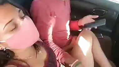 Young couple enjoys outdoor sex in van