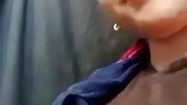 Sharp boobs show cute girlfriend on video call