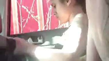 Sexy Girl sucking and fucking with BF in car before going to work
