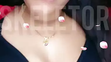 Telugu girl topless sucking her own big boobs MMS