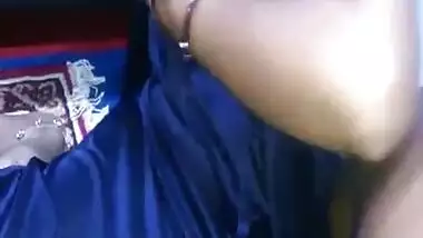 Desi aunty rubbing cock on boobs