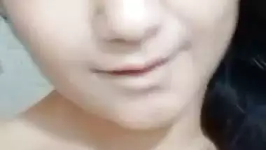 Gorgeous girlfriend naked boobs show selfie for lover