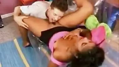 cute indian girl gets hammered on an inflatable chair 