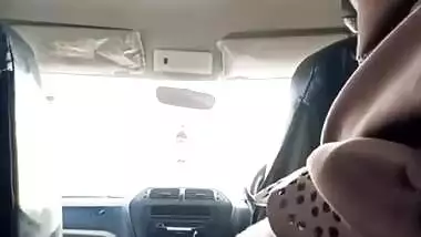 Showing her huge ass inside car with clear hindi talking
