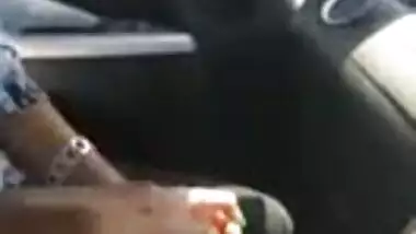Young desi girl sucking inside car