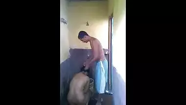 young village couple shower together