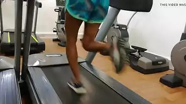 Beautiful Indian Runner on Gym Treadmill with Pokies 