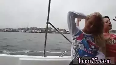 Teen rides dildo machine A horny boat trip