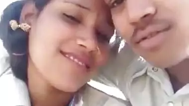 Indian Lover Kissing Outdoor and Boob pressing