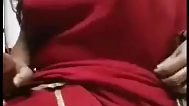 Desi Bhabhi Showing Big Boobies In Red Saree