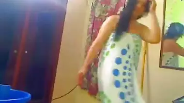 Indian wife showers for hubby on a webcam