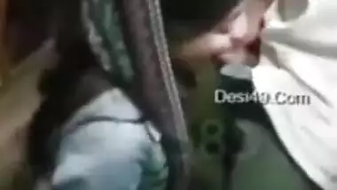 Clothed Desi girl kneels to suck boyfriend's meaty XXX sausage