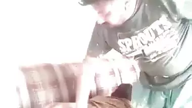 Lady enjoys a threesome sex with the two laborers