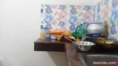 Maid having sex at kitchen with boss son