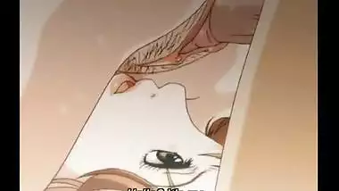 Two anime babes licking and sharing a cock