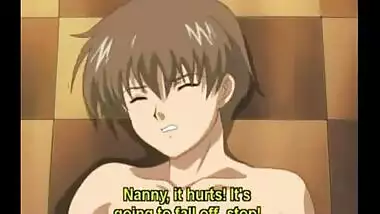 Hot anime slut with milky boobs doing blowjob